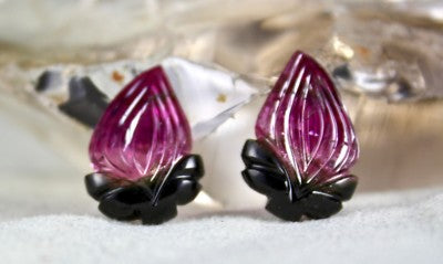 Natural Bi Colour Tourmaline 23.20 Ct Leaves Pair Gemstone For Earring Designing