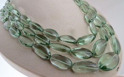 Certified Natural Green Amethyst Quartz 1172ct Beads Cabochon Fine Necklace
