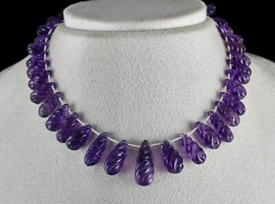 Natural Amethyst 197 Ct Carved Tear Drops 31 Pcs Gemstone Designing
