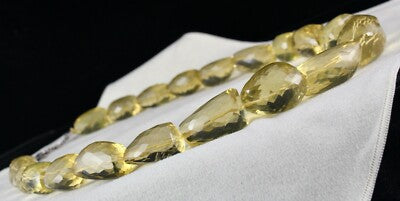 Certified Natural Green Gold Lemon Quartz Necklace 1492 Ct 30mm Nuggets Gemstone