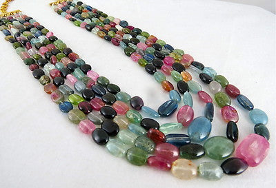 Certified Natural Multi Tourmaline 848 Ct Aquamarine Gemstone Fine Necklace