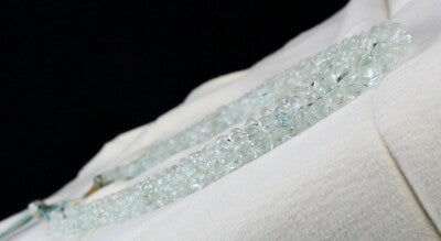 Certified Aquamarine Melon Beaded Necklace 567 Ct Natural Gemstone String