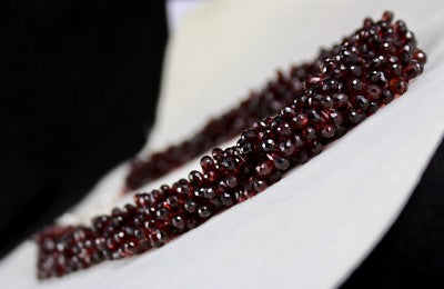 Natural Pyrope Almandine Garnet Teardrop Beaded 867 Ct Sterling Silver Necklace