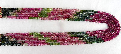 Natural Multi Tourmaline 5 L Faceted Round Beads Necklace 289 Ct