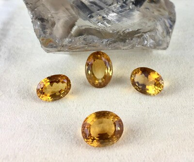 Natural Yellow Citrine Oval Cut Set 4 Pcs 27.19 Ct Gemstone Earring Pendant