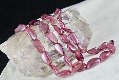 Certified 27" Long Natural Pink Tourmaline Beads 311 Ct Gemstone Necklace