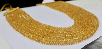 Certified Natural Yellow Citrine Faceted Beads Necklace 9 L 920 Ct For Women