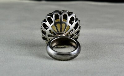 Certified Antique Victorian Ring Natural Diamond Citrine 18k Gold 925 Silver