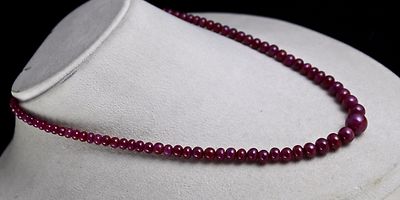 Certified Natural Ruby Necklace Round Beads 216 Ct Sterling Silver Clasp