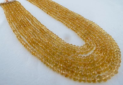 Certified Natural Citrine Faceted Beads Round Necklace 885 Ct Gemstone String