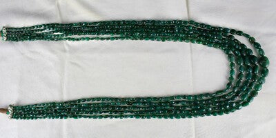 Certified Natural Old Mines Emerald 398ct Beads 5 Line Nugget Stone Necklace