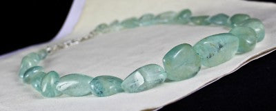 Certified Natural Blue Aquamarine Nugget Beads 1236 Ct Loose Gemstone Necklace