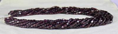 Natural Garnet Square Beads 12 L Red 1670 Ct Gemstone Sterling Silver Necklace