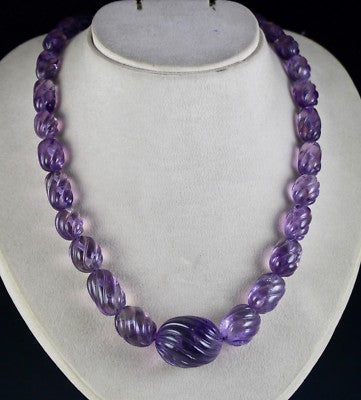 Certified Natural Amethyst 740ct Carved Oval Sterling Silver Necklace