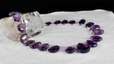 Certified Natural Amethyst Beads Tear Drops 704ct Sterling Silver Necklace 36mm