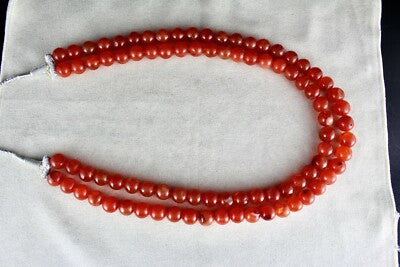 Natural Carnelian 862 Ct Beads Round Gemstone Necklace 2 Line Important