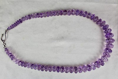 Amethyst Carved Melon 713 Ct Beads Purple Gemstone Fashion Necklace