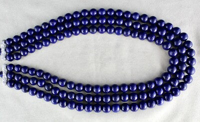 Certified Natural Blue Lapis Lazuli Beads 11mm 1280ct Necklace For Women