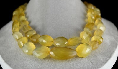 Yellow Chalcedony Beads Faceted 1478 Ct Gemstone Fashion Necklace For Women