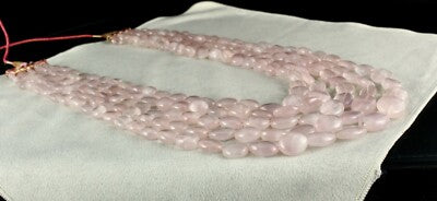 Natural Rose Quartz 1134 Ct Beads Cabochon Fashion Necklace For Women