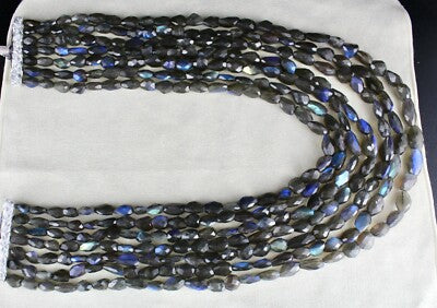 Certified Natural Black Labradorite Faceted Tumble 1782 Ct Gemstone Necklace