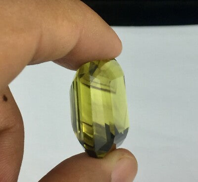 Natural Lemon Quartz Octagon 24x22mm 56ct Semi Precious Gemstone Pendant