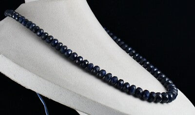 Dyed Sapphire Corundum Beads 803 Carats Round Faceted Gemstone Necklace