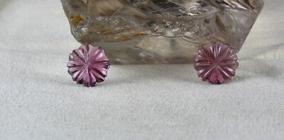 Natural Pink Tourmaline 5 Pcs Carved Flower Gemstone Set 37.10ct Designing