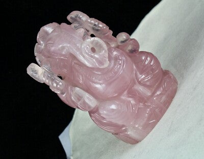 Rose Quartz Lord Ganesha 5" 4925 Ct Pink Divine Gemstone Statue Figure