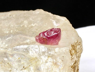 15x10mm Natural Pink Tourmaline Carved Buddha 9.15ct Gem For Ring Pendant