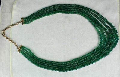 Certified Green Gemstone Natural Emerald 338ct Beads Necklace For Women