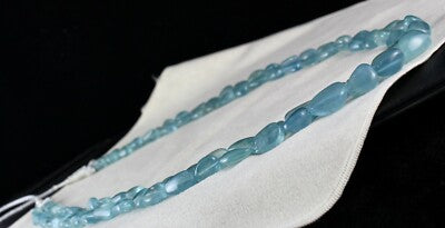 Certified Natural Blue Aquamarine 559 Ct Bead Necklace Tumble Gemstone String 2l