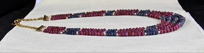 Certified Natural Blue Sapphire Ruby 755ct Melon Beads Gemstone Pearl Necklace