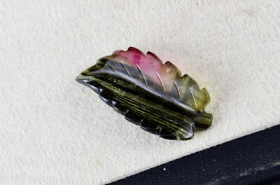 32x15mm Natural Multi Tourmaline Carved Leaf Ring Pendant 16.30 Ct Gemstone