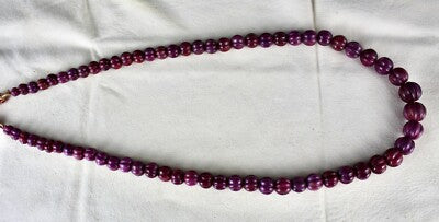 Certified Natural Unheat Ruby Carved 513ct Melon Gemstone Beads Necklace