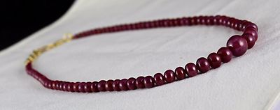 Certified Natural Ruby Necklace Round Beads 216 Ct Sterling Silver Clasp
