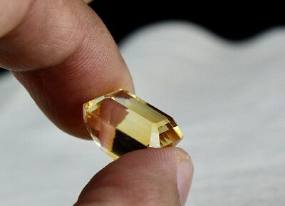 Natural Yellow Citrine 16x12mm 15.97ct Rectangle Gemstone Pendant Ring