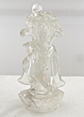 Spiritual Natural Quartz Lord Krishna Gemstone Statue 1190 Ct Rock Crystal
