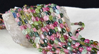 Certified Natural Multi Colour Tourmaline 847 Ct Gemstone 7 Line Beads Necklace