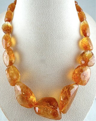 Certified Natural Citrine 815 Ct Faceted Sterling Silver Fashion Necklace