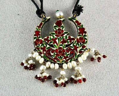 Certified Estate Antique Jadau Yellow Sapphire 122.7ct Pearl 22k Gold Pendant