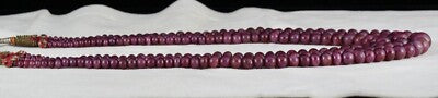 Certified Natural Ruby 444 Ct Beads Round 3 Line Gemstone Beaded Necklace