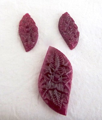 Certified 41x19 Mm African Ruby 83.50ct Carved Gemstone For Earring Pendant