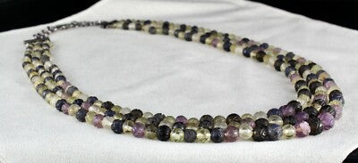 Vintage Multi Natural Semi Precious Carved Beads Gemstone Necklace 578 Ct