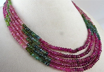 Natural Multi Tourmaline 5 L Faceted Round Beads Necklace 289 Ct