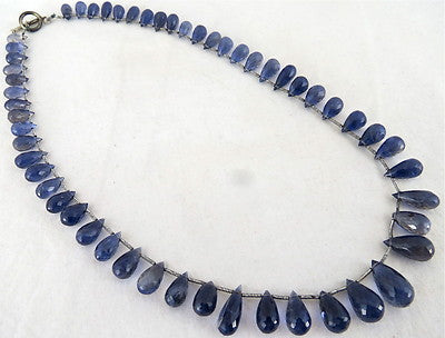Iolite Faceted Teardrop Beads Necklace 133 Ct Gemstone Fashion Women's Jewelry