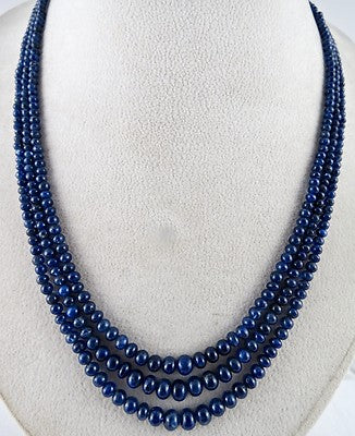 Certified Natural Blue Sapphire Necklace Round Beads 226ct Precious Gemstone