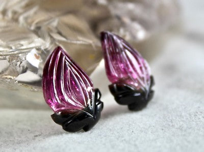 Natural Bi Colour Tourmaline 23.20 Ct Leaves Pair Gemstone For Earring Designing