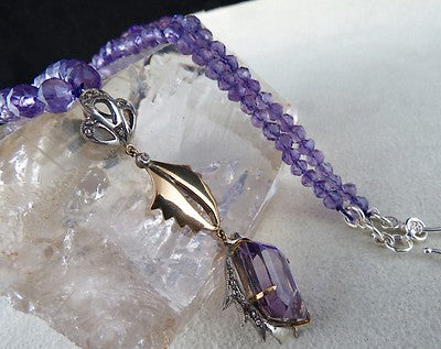 Certified Natural Amethyst 155ct Natural Diamond 18k Gold Sterling Silver Set