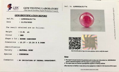 Certified Natural Burma Ruby Cabochon 10mm 5.61 Ct Sterling Silver Ring Pendant